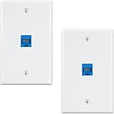 Iwillink 2-Pack 1-Port Ethernet Wall Plate, Cat6 Keystone Jack, Blue, 2.76 x 4.5 Inches