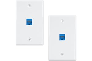 iwillink (2-Pack) Ethernet Wall Plate, 1-Port Keystone Jack Wall Plate with RJ45 Keystone Inline Coupler insert, Female to Female Cat6 Wall Plate, Blue