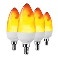 LEDERA Flame Light Bulb (4 Pack), E12 LED Flickering Flame Effect Light, 1300K Emulation Candelabra Bulb for Decoration