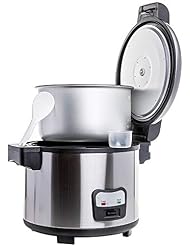 SYBO Commercial Rice Cooker and Warmer, 60 Cups Cooked (30 Cup Uncooked) Large Rice Cooker with Hinged Lid, Non-Stick Insert Pot, Stainless Steel Exterior
