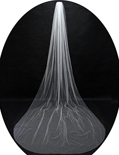 Anmor Tulle Sheer 1T Wedding Bridal Veils Cathedral for Bride with Comb Ivory - Thumbnail 3