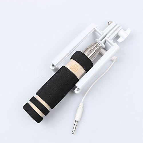 Tehner(TM) Selfie Stick 14cm to 60cm Extended Wired Selfie Holder Shutter Self-Portrait Self Pole Fold Monopod Tripod for Android for iOS[ Black ]