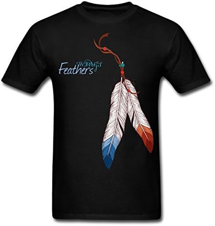 Men's Wings Feathers Tee,Native American Indian Feathers Tribal Pattern Unisex T-Shirt 068 (Black, X-Large)
