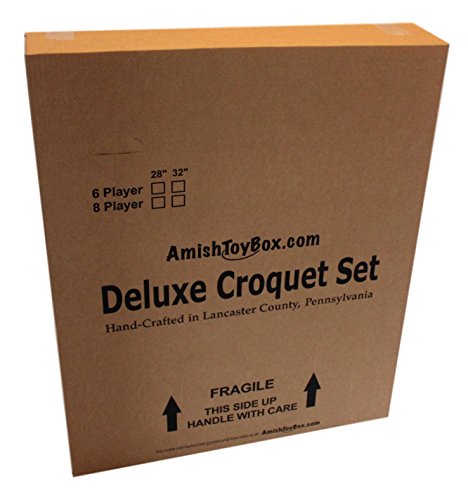 Amish-Crafted Deluxe Maple-Wood Croquet Game Set, 6 Player Set (32" Handles)
