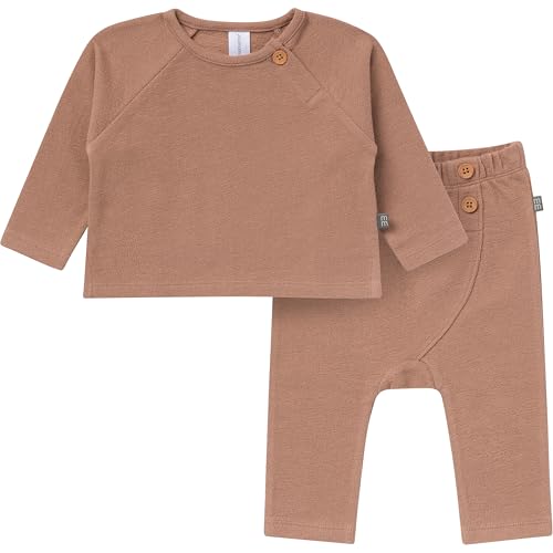 Modern Moments by Gerber Baby Boys' Oversized Top and Pant Set, Brown, 6-9 Mont…