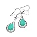 925 Sterling Silver Inlay Puffed Teardrop Shaped Turquoise, Abalone, Red Coral Dangle Earrings 1.4”