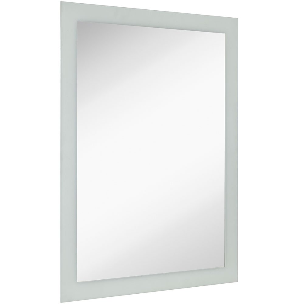 Hamilton Hills Large Frosted Edge Modern Rectangular Wall Mirror Premium Silver Backed Etched Rectangle Mirrored Glass Panel Vanity, or Bathroom Hangs Horizontal & Vertical Frameless (30" W x 40" H)