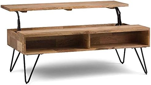 Solid Lift up Top Coffee Table, Modern Design Living Room Furniture with Under Storage Shelf Perfect for Books, Wooden Adjustable Furniture Item, Perfect to put your PC, Comfortable Workplace