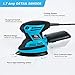 Mouse Detail Sander Tilswall 1.7A 200W 15000 OPM with 12pcs Sandpaper Pads (80 & 120 Grits), Dust Collection System For Tight Spaces Sanding in Home Decoration, DIY etc