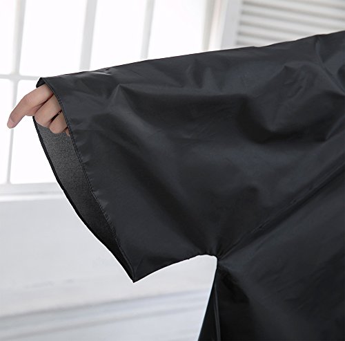 Maximum Cover Salon Hair Cutting Cape, Black Salon Gown with Half Sleeves, 50" x 59" , 5.7 Ounces