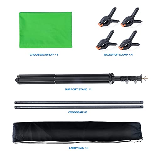 Faichee Green Screen Backdrop with Stand Kit 5 X 6.5ft, Portable Green