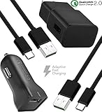 Samsung Galaxy S8 Plus Adaptive Fast Charger Type-C 2.0 Cable Kit by Boxgear {Wall Charger + Car Charger + 2 Type-C Cables} Fast Charging