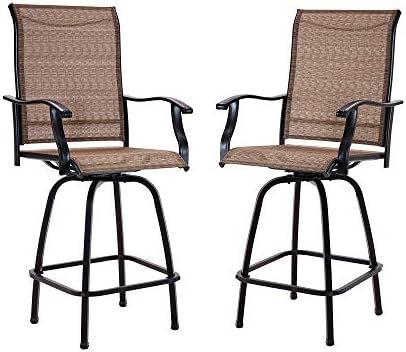 Amazon Com Swivel Bar Stools Patio Chair All Weather Outdoor Furniture For Deck Balcony Porch Pergola 2 Pack Furniture Decor