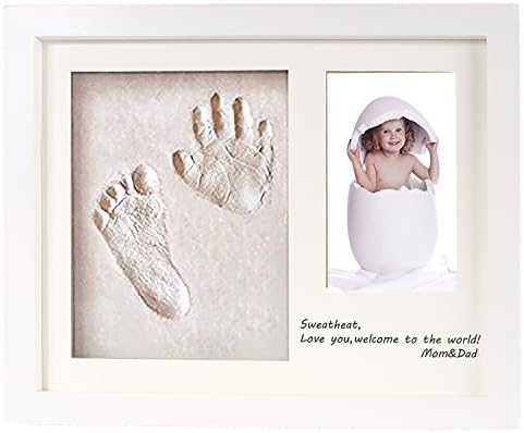 Waker DIY Babyprints Frame, Handprint and Footprint Photo Frame Kit for Boys and Girls, A Unique Baby Shower Gift for Registry with Premium Clay ,Wood Frame