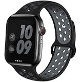 EXCHAR Sport Band Compatible with Apple Watch Band 44mm 42mm Breathable Soft Silicone Replacement Wristband Women and Man for iWatch Series 5 4 3 2 1 Nike+ All Various Styles M/L Black-Grey