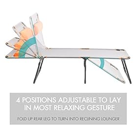 PORTAL Adjustable Folding Reclining Lounger, Set Up Size: 76" (L) X 25" (W) X 15.75" (H), Grey, Orange 41rCyq XdkL