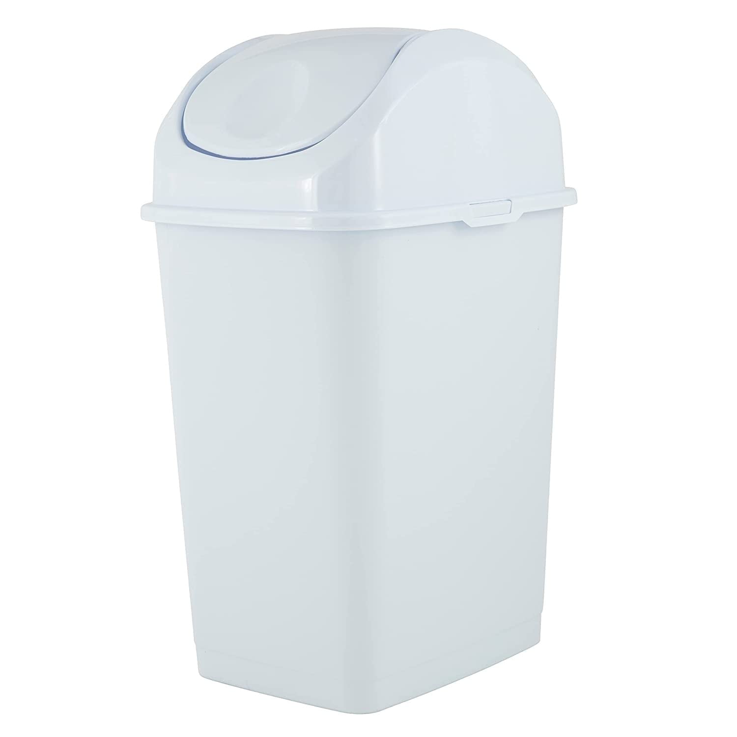 Photo 1 of Superio Mini Desktop Trash Can with Swing Top Lid Portable Plastic Garbage Can for Countertop, Desktop, Make up Vanity, Bathroom, Car, Under Sink, Dorm, Compact Waste Bin 5 L, 1.25 Gal. (White)