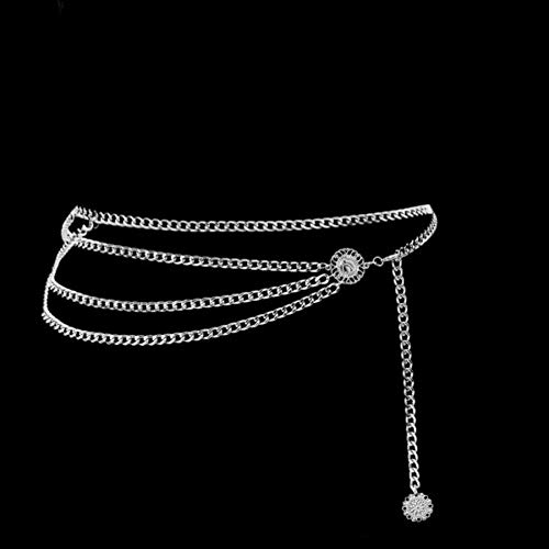 Chargances Women Waist Chain Silver Body Chain Disc Pendant Belly Chain for Women Adjustable Body Harness for Dresses Jeans Chain Jewelry for Women (silver)