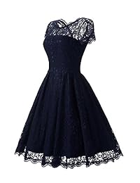 Chowsir - Vestido de encaje para mujer, estilo vintage, diseño floral