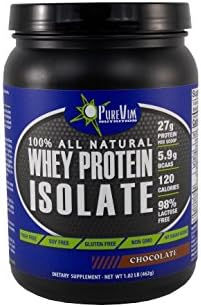 PureVim Nutrition 100% All Natural Clean Whey Protein Isolate Powder Non GMO 27g Grass Fed Chocolate