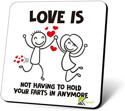 CS871 Love is not Having to Hold Your Farts in Anymore Novelty Funny Coffee Tea Drink Gift Glossy MDF Wooden Coaster