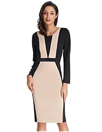 Belle Poque Contrast Business manga larga slim fit Bodycon lápiz vestido