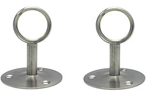 NELXULAS Stainless Steel Heavy Duty Closet Rod,Curtain Rod End Supports Socket with Matching Screws (1-1/2 INCH, Silver)