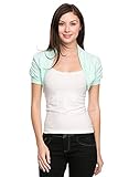 Hollywood Star Fashion Women's Ruched Short Sleeves Cropped Open Shrug Jacket