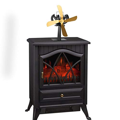 image for Baynne Heat Powered Wood Stove Eco-Friendly Fan Ultra Quiet 4 Blades H