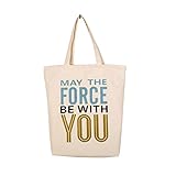 ESCENTO May the Force be With You - Star Wars Eco Friendly Linen Canvas Tote Grocery Bag