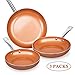 SHINEURI 3 Pieces Nonstick Copper Frying Copper Skillets Non-stick Pans Ceramic Fry Pans for Cooking - 8/9.5/11 inch