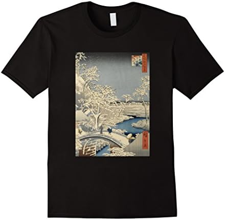Mens Snowy Day in Old Japan Woodblock Art Print T-Shirt XL Black