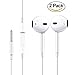 Earbuds Earphones Stereo Earphone Wired Noise Isolating Headphones with Mic and Remote Control for iPhone iPod iPad Samsung Android Smartphones Tablet Laptop 3.5mm [White] [2- PACK]