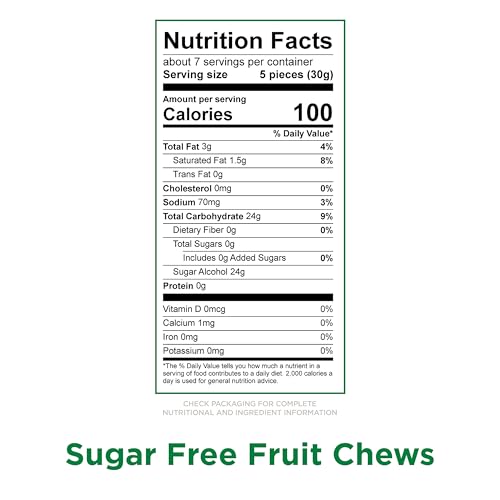 RUSSELL STOVER SUGAR FREE FRUIT CHEWS CANDY, 7.5 OZ. BAG