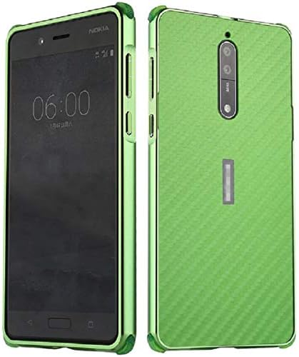 Nokia8 Case, Portable Shiny Plated Carben Fiber Useful Bumper Devise Cover, LICHE Hard Twill Scratch Proof Protect Thin Slim Phone Light Case for Nokia 8 Green
