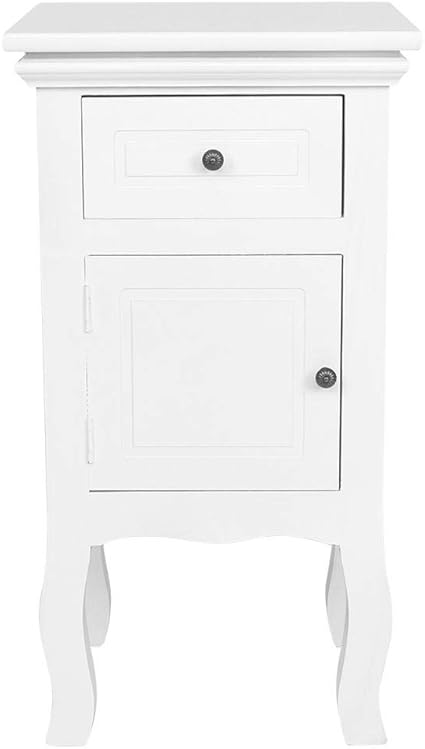 Nachttische mit 1 Schublade und 1 Tür, MDF Lagerschrank weiß