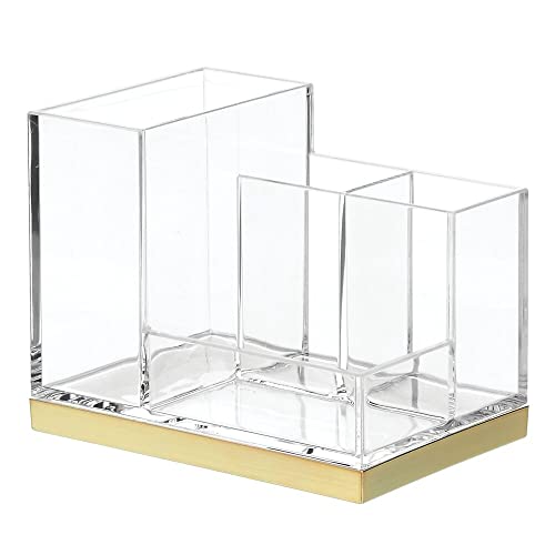 mDesign Plated Toothbrush and Toothpaste Holder Storage Organizer