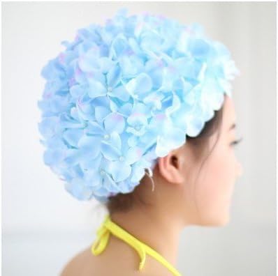 FUNCYboo Handtailor High Hrade Colorful Peatl Swim Cap Specially Bathing Caps Designed For Loving Beauty,Long Hair … (Light Blue)