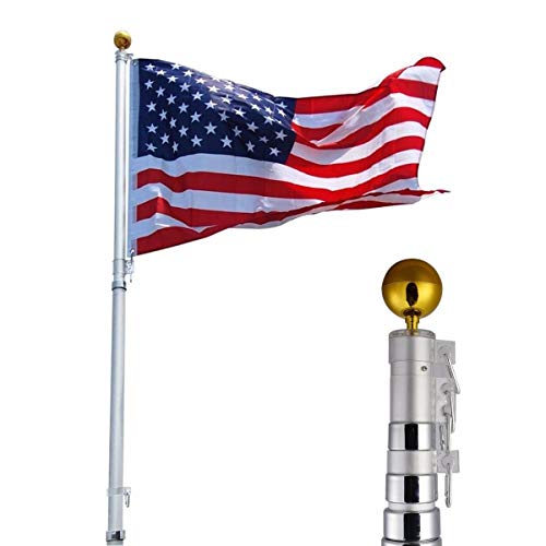 MD Group Flag & Windsock Pole, 25 ft Sectional Telescoping Flagpole Kit with an American Flag