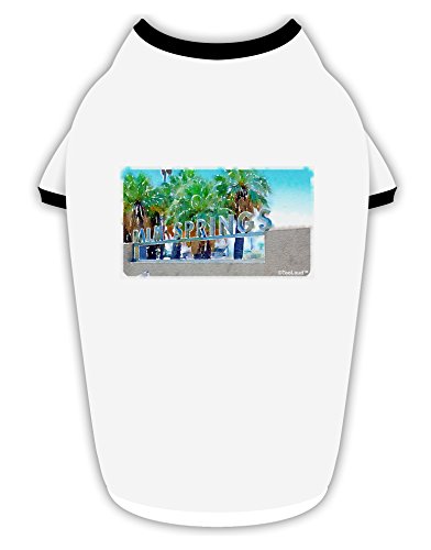 TooLoud Palm Springs Watercolor Cotton Dog Shirt White with Black Medium