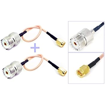 Pack of 2 RF RG316 Pigtail Low Loss Cable SMA Male to UHF SO-239 Female Coaxial Antenna Connector 6'' (15cm)