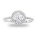 Rhodium-Plated 925 Sterling Silver Prong Set Cubic Zirconia Classic Round Halo Engagement Ring