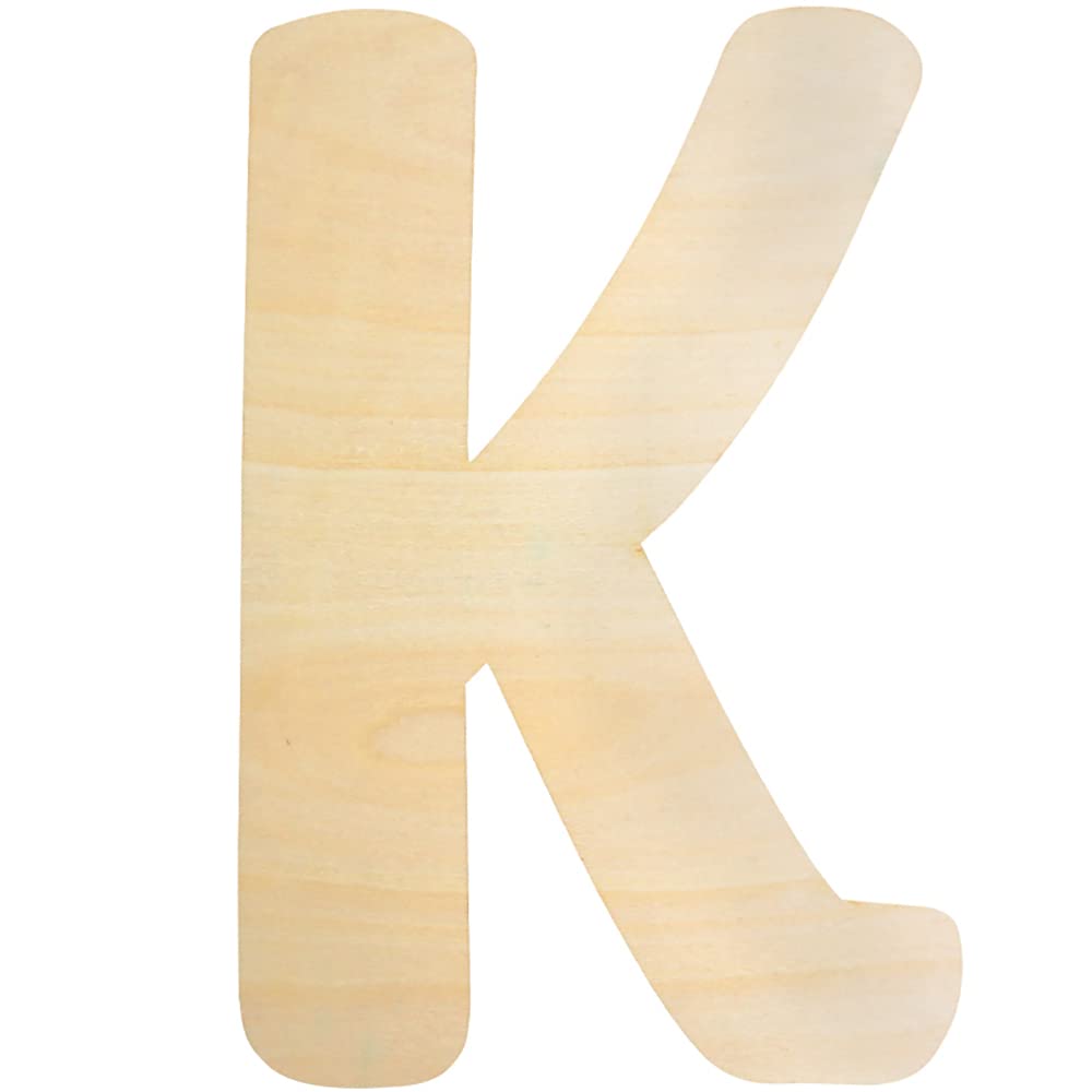 Large Wooden Letters 12 Inch, Unfinished 30cm Wooden Letter K for Crafts Children's Names Capital Alphabet 5mm Thick Wood Letters for Nursery Decor Wall Art Hanging Home Painting