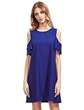 Milumia Women's Summer Cold Shoulder Ruffle Sleeves Shift Dress Royal Blue M