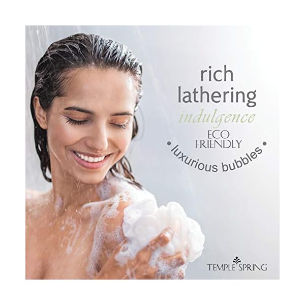 Temple Spring, Eco Recycled Shower Pouf, Bath Loofah, Body Brush, Mesh Sponge, Exfoliating Bath Scrunchie, Multi Pack…