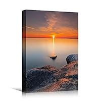 Canvas Wall Art Ocean Sunset Coastal Orange Photography Relax/Calm Romantics Sunset Warm - 12x18 inches