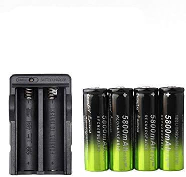 4 pcs 18650 Lithium ion Rechargeable Battery 3.7V 5800mAh Li-ion Button Top Batteries with Battery Charger for LED Flashlight Headlamp