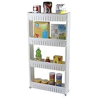 Basicwise QI003220 Slim Storage Cabinet Organizer 4 Shelf Rolling Pull Out Cart Rack Tower with Wheels