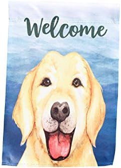 Golden Retriever Welcome Garden Flag; 12 inches by 18 inches; Double Sided Reads Correctly Both Sides