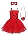 MYRISAM Girls Ladybug Costume Tutu Dress Kids Halloween Carnival Cosplay Fancy Dress Up Outfits w/Eye Mask Yo-Yo Bag 5-6T